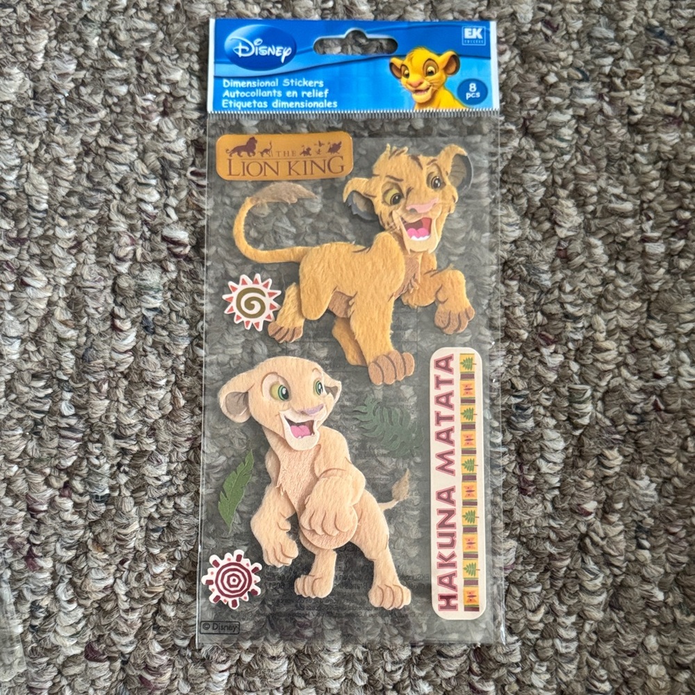 Disney Lion King Puffy Puppy Stickers - Tan, Yellow, Blue, Green